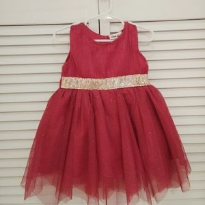 💜 Toddler girl 18 month cranberry & gold dress